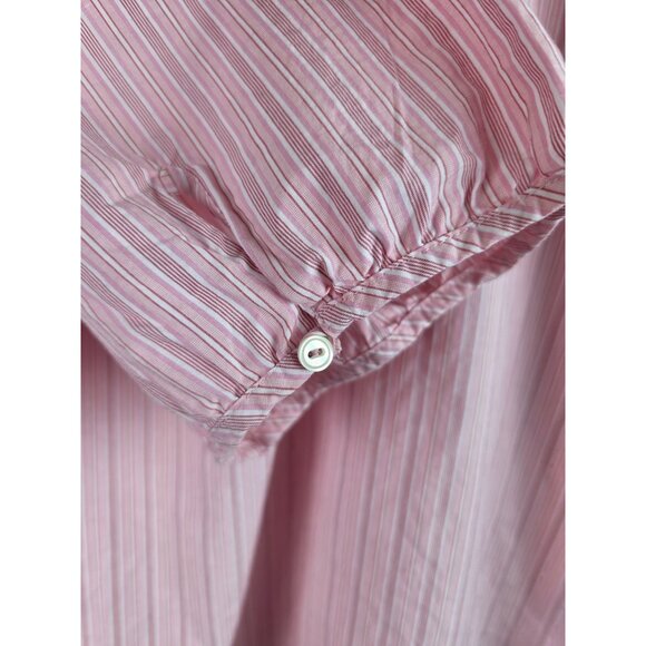Talbots Womens Shirt Plus Size 3X Pink Striped Short Sleeve Ruffle Blouse Top - Picture 6 of 10